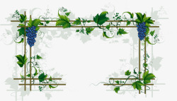 边框线条树叶绿色装饰图素材