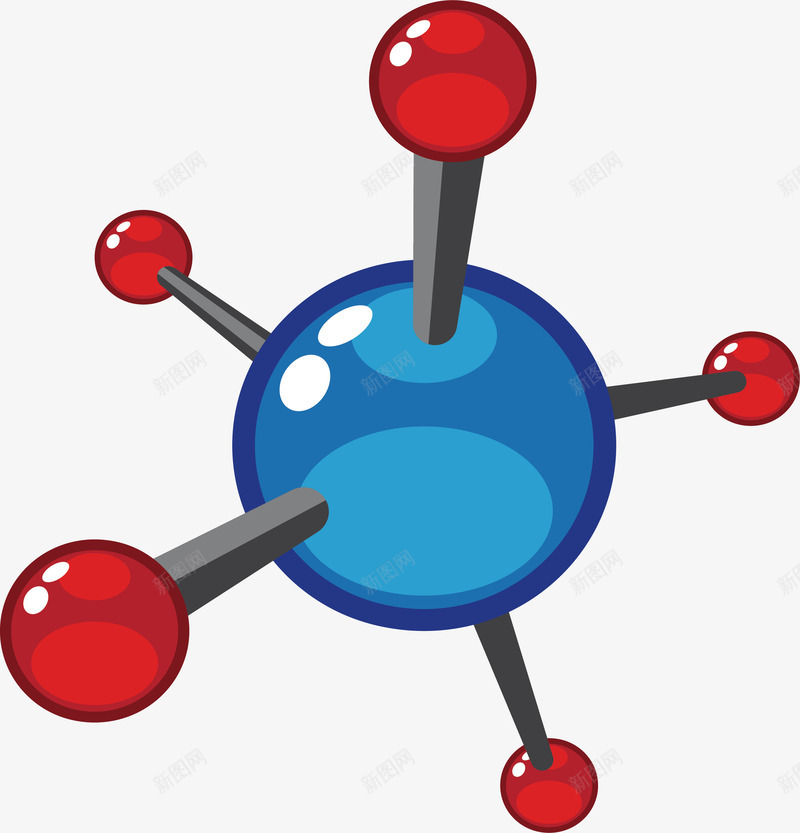 红蓝色分子结构矢量图ai免抠素材_新图网 https://ixintu.com 分子 分子物质 分子结构 矢量png 科技感 结构体 矢量图