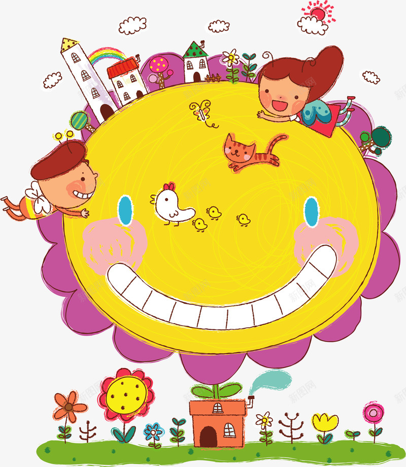 卡通欢乐时光海报png免抠素材_新图网 https://ixintu.com 回忆 快乐 快乐童年 欢乐时光 童年游戏 童趣