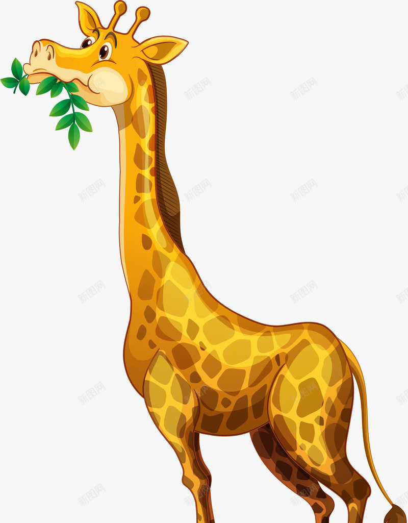 手绘吃叶子的长颈鹿png免抠素材_新图网 https://ixintu.com 动物 卡通手绘 叶子 宠物 水彩 绿叶 长颈鹿 食物
