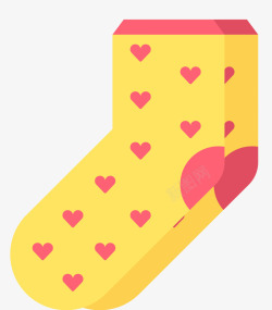 爱心黄色拼接风格袜子矢量图素材