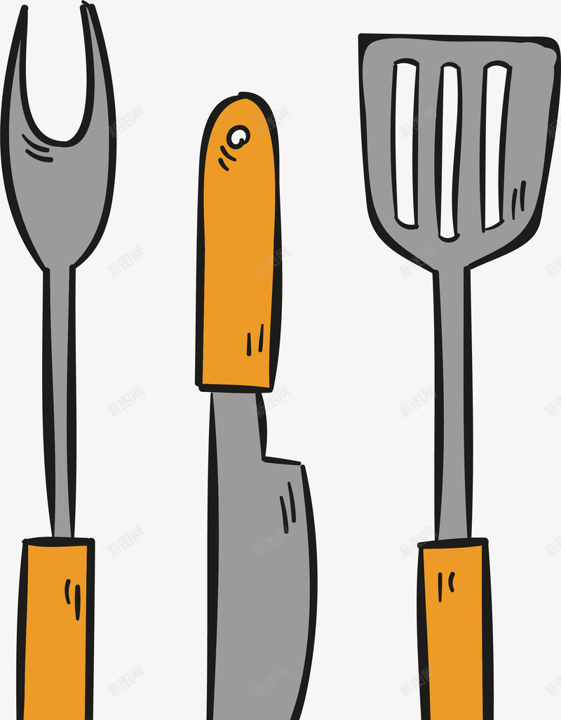 手绘刀具厨具png免抠素材_新图网 https://ixintu.com 卡通 厨具 手绘刀具 矢量图案 餐具 餐饮食物