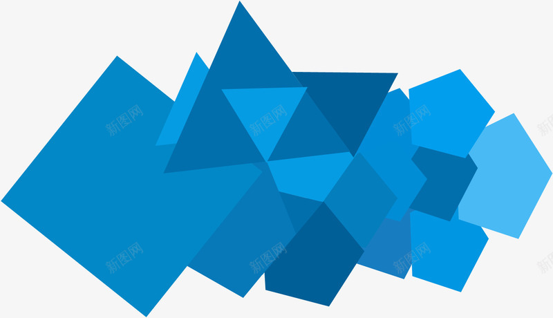蓝色创意几何形状拼接png免抠素材_新图网 https://ixintu.com 几何 创意 形状 拼接 蓝色