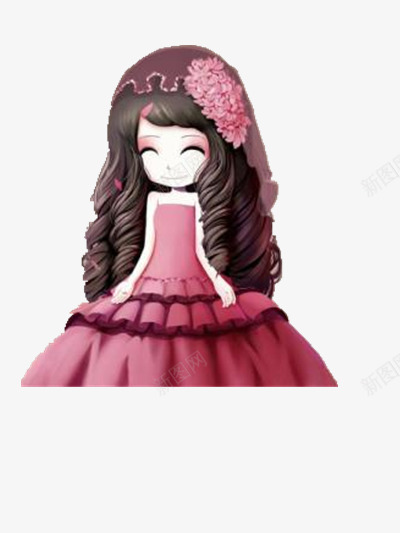 穿裙子的女孩png免抠素材_新图网 https://ixintu.com 卷发 美丽 长发 高贵