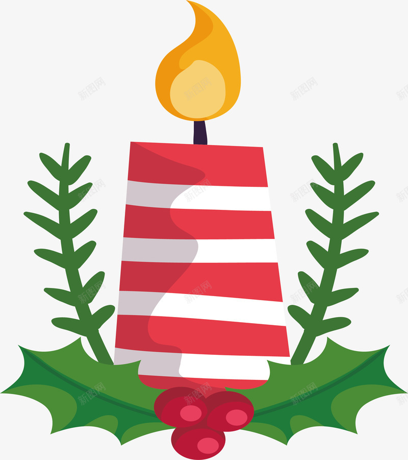 红白条纹蜡烛png免抠素材_新图网 https://ixintu.com 圣诞节 圣诞蜡烛 燃烧 矢量png 红白条纹 蜡烛