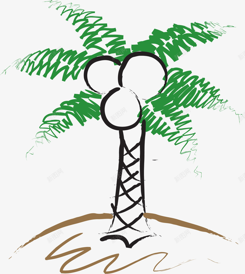 手绘椰树展板png免抠素材_新图网 https://ixintu.com 展板 椰树 设计