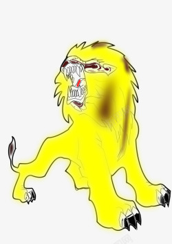 手绘的黄色的狮子素材