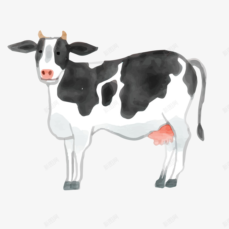 水彩手绘奶牛矢量图ai免抠素材_新图网 https://ixintu.com 动物设计 卡通 奶牛设计 手绘 水彩 矢量图