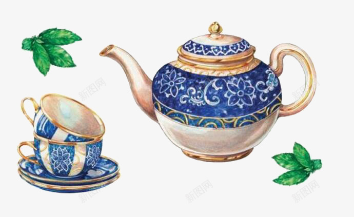 茶壶杯子png免抠素材_新图网 https://ixintu.com 创意 卡通 手绘 杯子 瓷器 茶壶