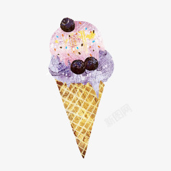 大红色彩蛋蓝莓冰淇淋手绘画片高清图片