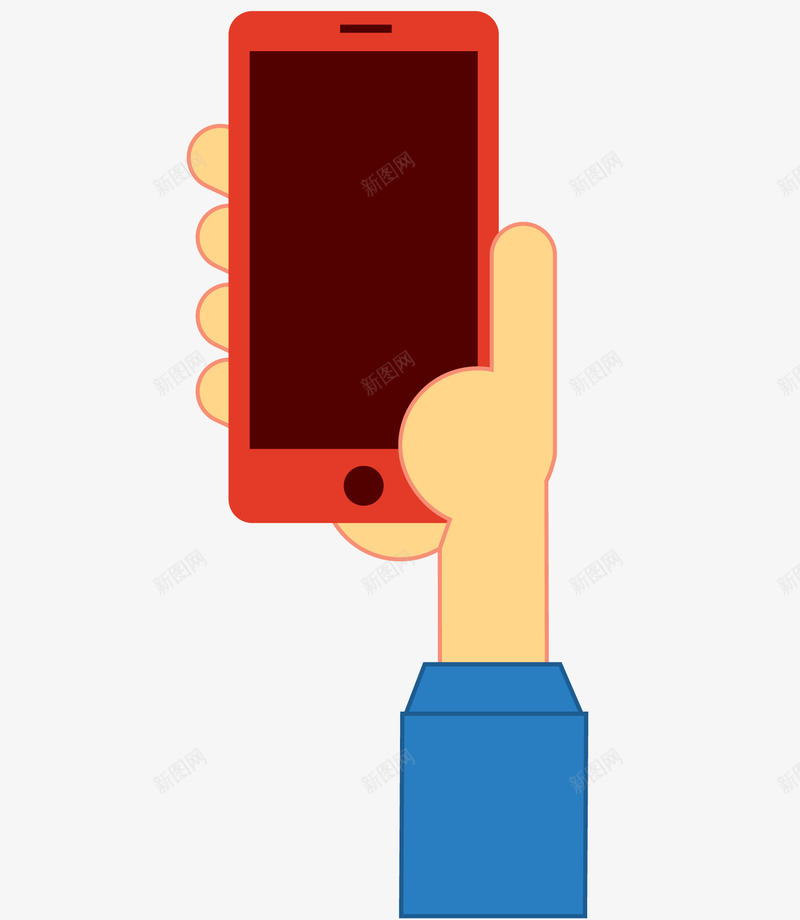 手拿红色手机png免抠素材_新图网 https://ixintu.com 手 玩手机 电子产品 红色手机