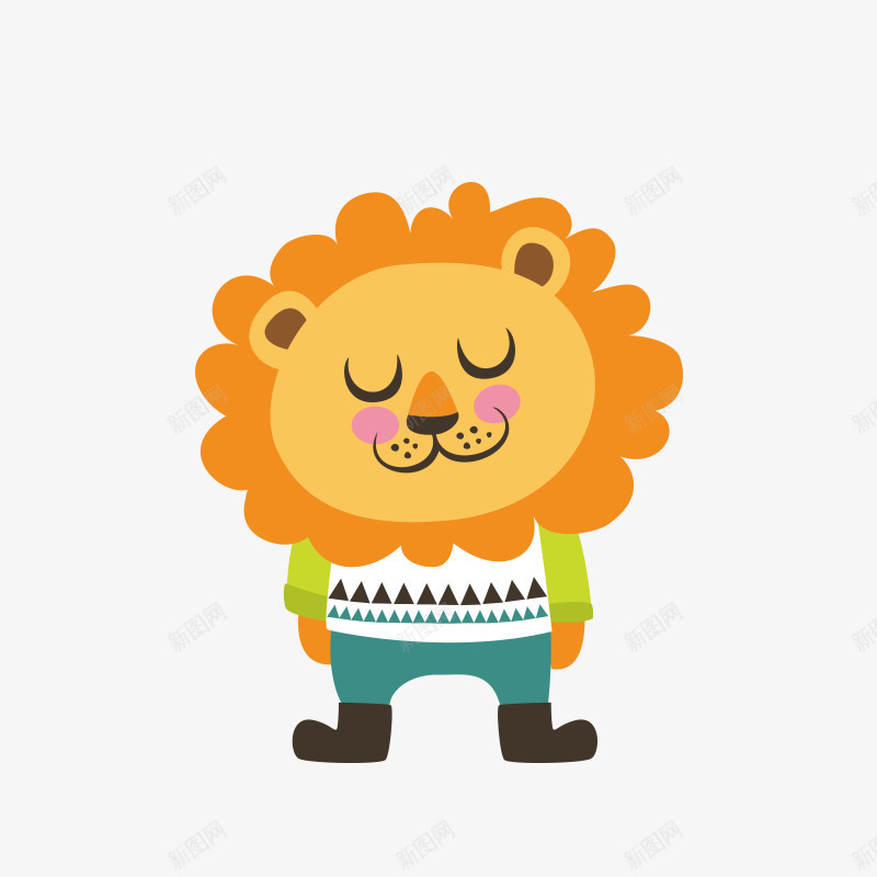 卡通狮子装饰图案png免抠素材_新图网 https://ixintu.com 卡通 狮子 装饰图案