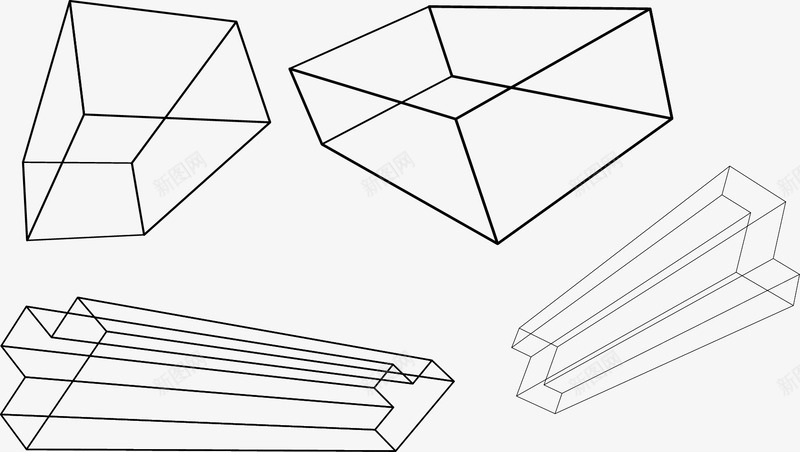 立体图形png免抠素材_新图网 https://ixintu.com 多边形 矢量立体图形 矢量纹理 矢量线条 立体图形 边框