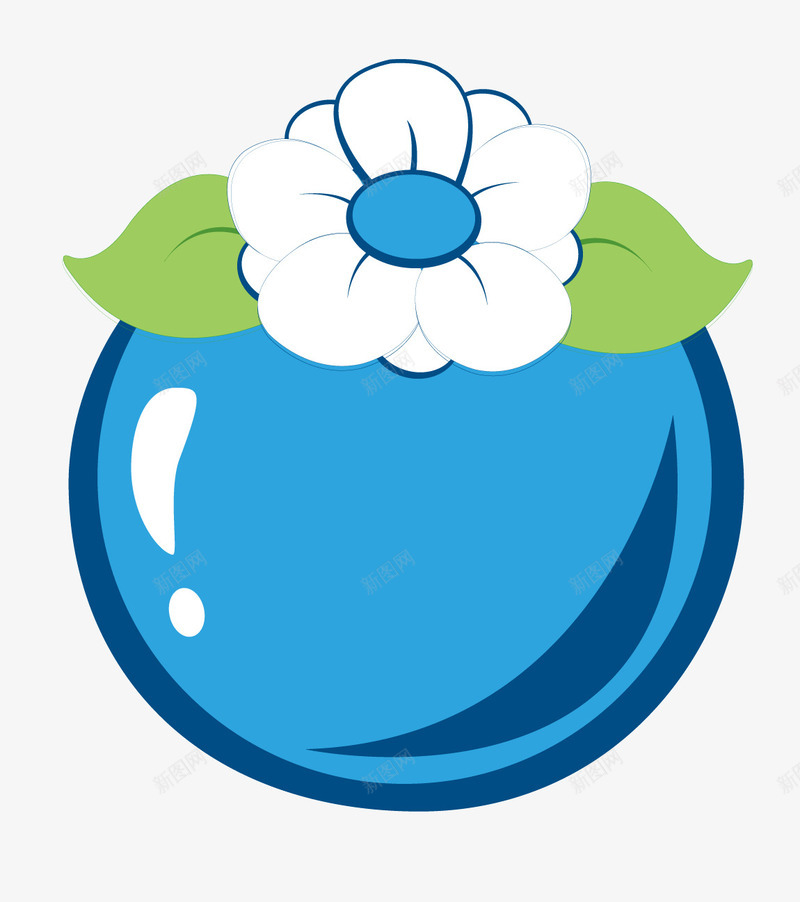 卡通蓝莓矢量图ai免抠素材_新图网 https://ixintu.com 叶子 植物 水果 矢量素材 花朵 蓝色 蓝莓 矢量图