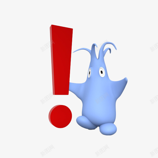 卡通立体叹号png免抠素材_新图网 https://ixintu.com 3D 创意 卡通 卡通叹号 叹号 形象 惊叹号 感叹号 标点符号 立体
