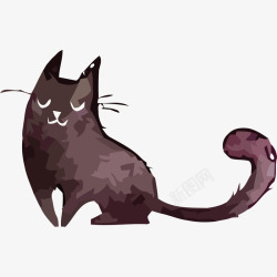 水彩手绘猫咪矢量图素材