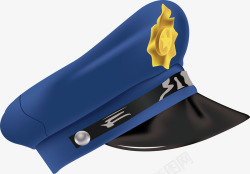 蓝色警察帽子素材