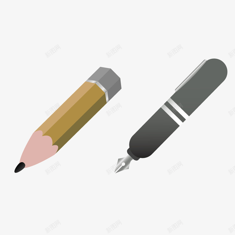 灰色铅笔钢笔画笔矢量图ai免抠素材_新图网 https://ixintu.com 灰色 画笔 钢笔 铅笔 矢量图