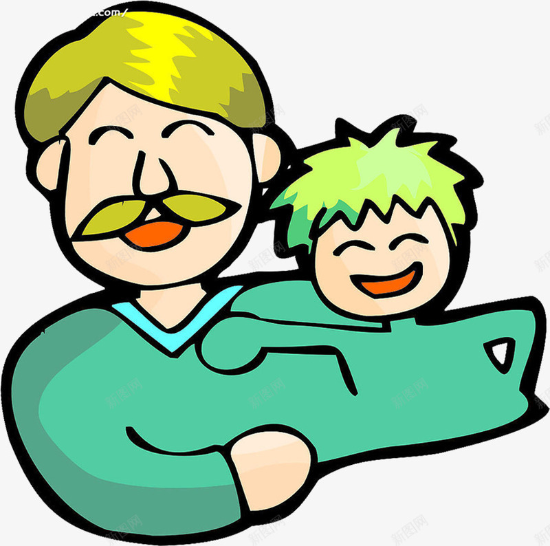 可爱父子卡通形象png免抠素材_新图网 https://ixintu.com 卡通 可爱 形象 父子 素材