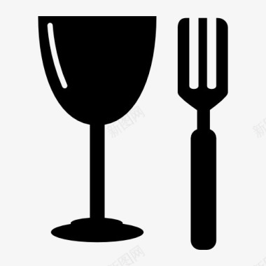 玻璃杯和叉子图标图标