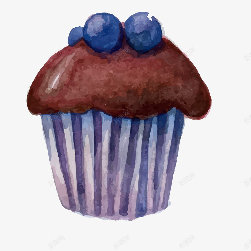 水彩手绘蛋糕矢量图ai免抠素材_新图网 https://ixintu.com 彩绘 手绘 水彩 美食 蓝莓 蛋糕 食物 矢量图
