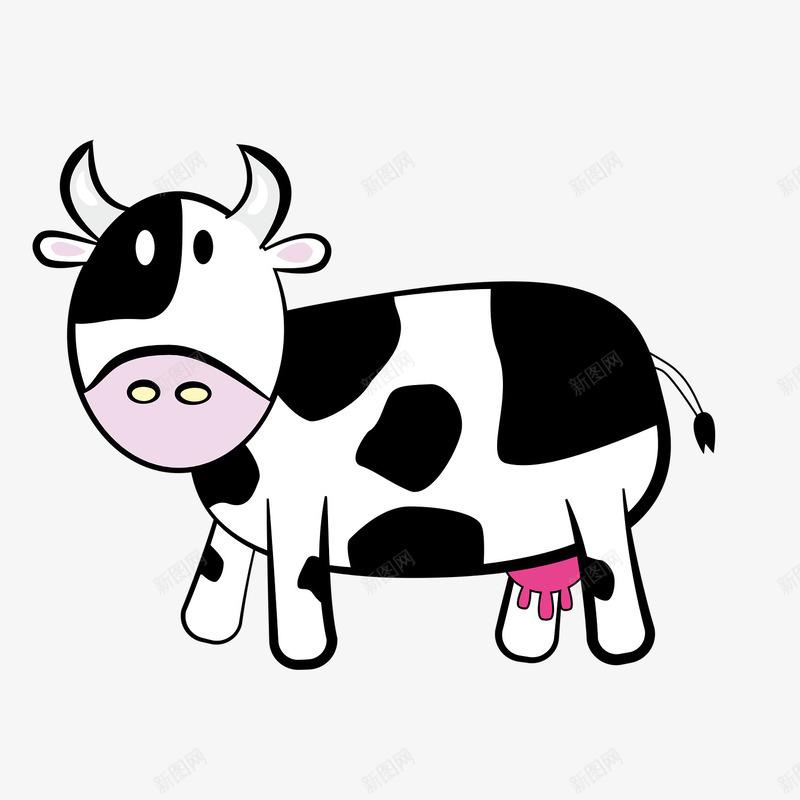 手绘卡通奶牛png免抠素材_新图网 https://ixintu.com 卡通动物 卡通奶牛 可爱奶牛 奶牛 挤奶 挤牛奶 牧场 花奶牛