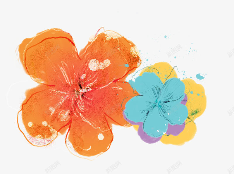 水粉彩色花朵装饰图案png免抠素材_新图网 https://ixintu.com 免抠PNG 彩色 水粉 花朵 装饰图案