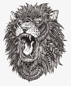 狮子纹身素材