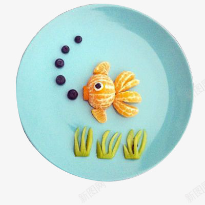 创意水果摆盘png免抠素材_新图网 https://ixintu.com 创意水果 植物 橘子 水果 盘子 蓝莓 金鱼 食物
