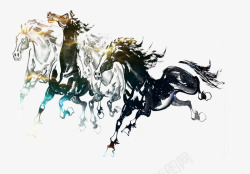 黑色奔驰水墨画奔驰的骏马高清图片