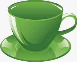 绿色托盘绿色杯子茶具元素高清图片