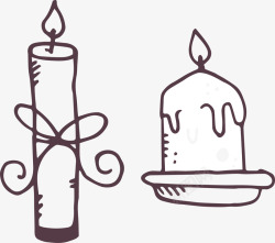 黑白蜡烛手绘卡通黑白蜡烛矢量图图标高清图片