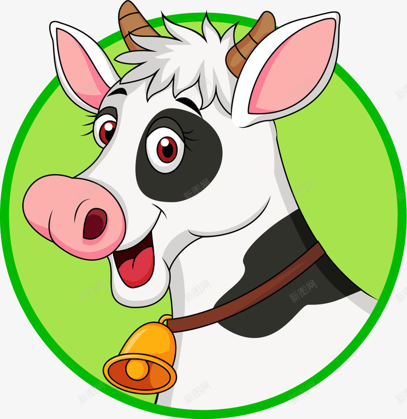 卡通手绘挂铃铛可爱奶牛png免抠素材_新图网 https://ixintu.com 卡通的动物 手绘的奶牛 矢量奶牛