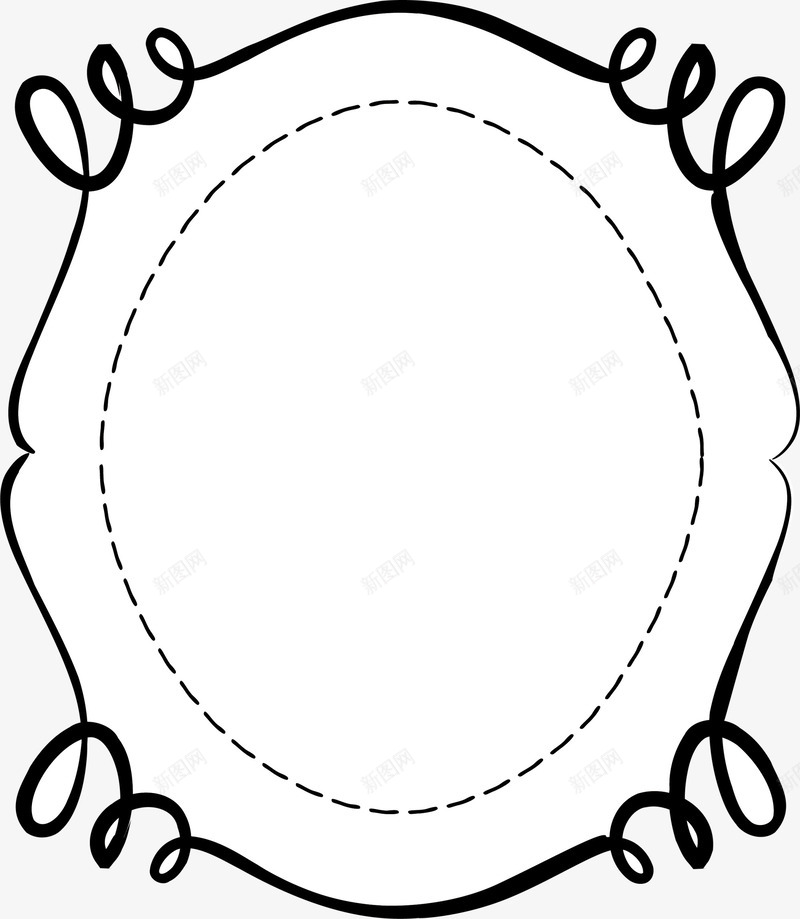 黑色线条框架png免抠素材_新图网 https://ixintu.com 框架 波形 简约 线条 虚线 边框纹理 黑色