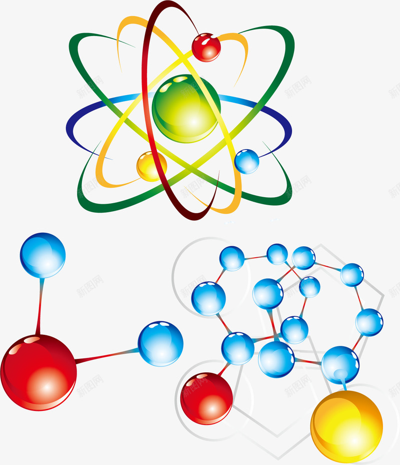 分子结构矢量图eps免抠素材_新图网 https://ixintu.com 分子 医学 矢量素材 科技 结构 试验 矢量图