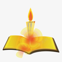 书和蜡烛矢量图素材