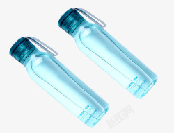 透明塑料杯子蓝色透明塑料水壶高清图片