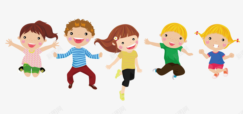 卡通儿童跳跃装饰图案png免抠素材_新图网 https://ixintu.com 儿童 免抠PNG 卡通 小朋友 欢乐 装饰图案 跳跃
