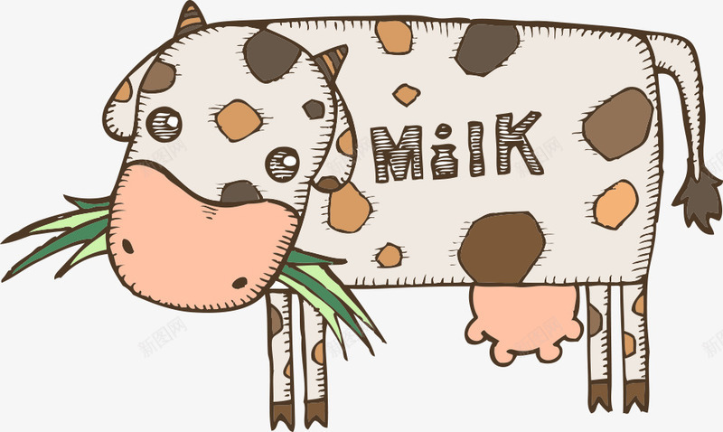 卡通奶牛png免抠素材_新图网 https://ixintu.com 卡通奶牛 吃草的奶牛 奶牛 矢量奶牛