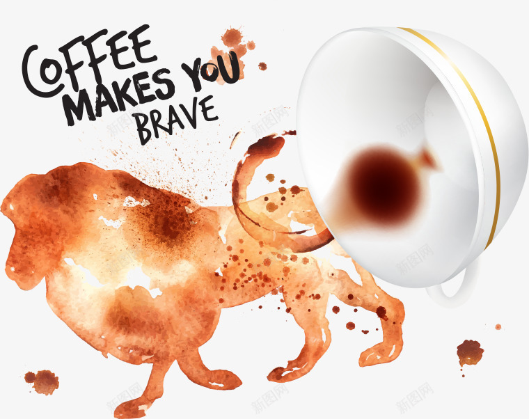 咖啡污渍狮子png免抠素材_新图网 https://ixintu.com 卡通狮子 咖啡污渍狮子 污渍狮子 狮子 矢量狮子