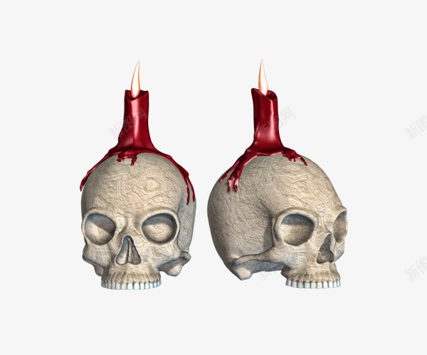 骷颅头燃烧的蜡烛png免抠素材_新图网 https://ixintu.com 燃烧 燃烧蜡烛 红蜡烛 蜡烛 骷颅头 鬼头