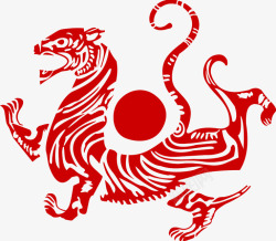中国风红色狮子剪影素材
