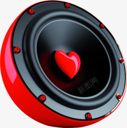 带有红色爱心的音响音响中心的红色爱心高清图片