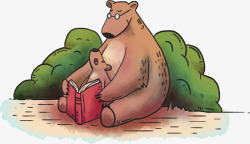 熊宝贝跟爸爸看书素材