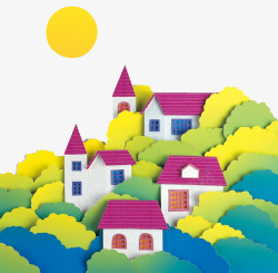 拼接彩色房子素材