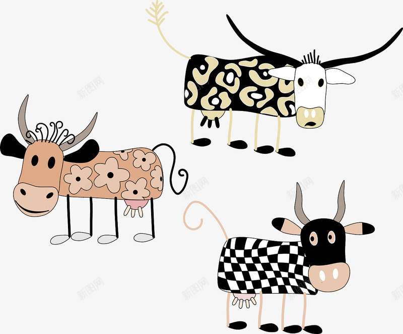 卡通装饰奶牛png免抠素材_新图网 https://ixintu.com 卡通 图案 奶牛 装饰