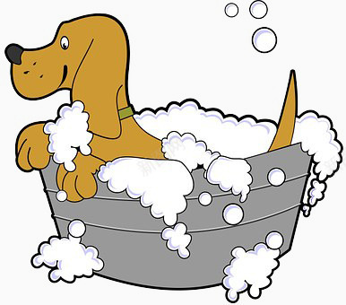洗澡的狗狗png免抠素材_新图网 https://ixintu.com 充满爱意 动画狗狗 欢乐的画面
