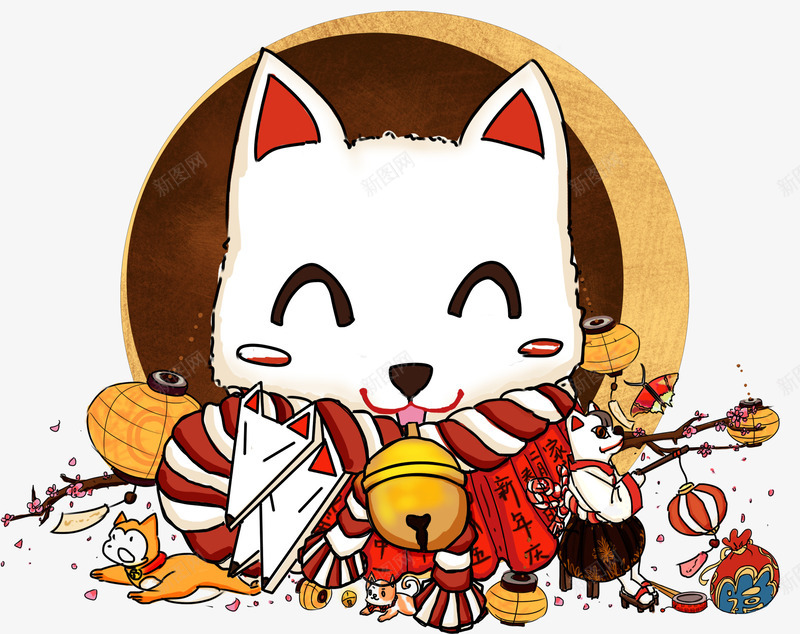 狗年装饰手绘形象png免抠素材_新图网 https://ixintu.com 2018 卡通手绘 新年 狗年 狗年形象 装饰图案