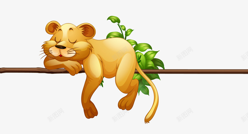 可爱睡觉的狮子矢量图ai免抠素材_新图网 https://ixintu.com 可爱 狮子 睡觉 矢量图