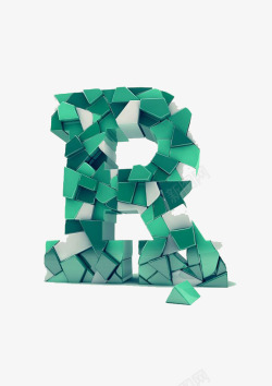 淡绿色方形拼接字母r素材